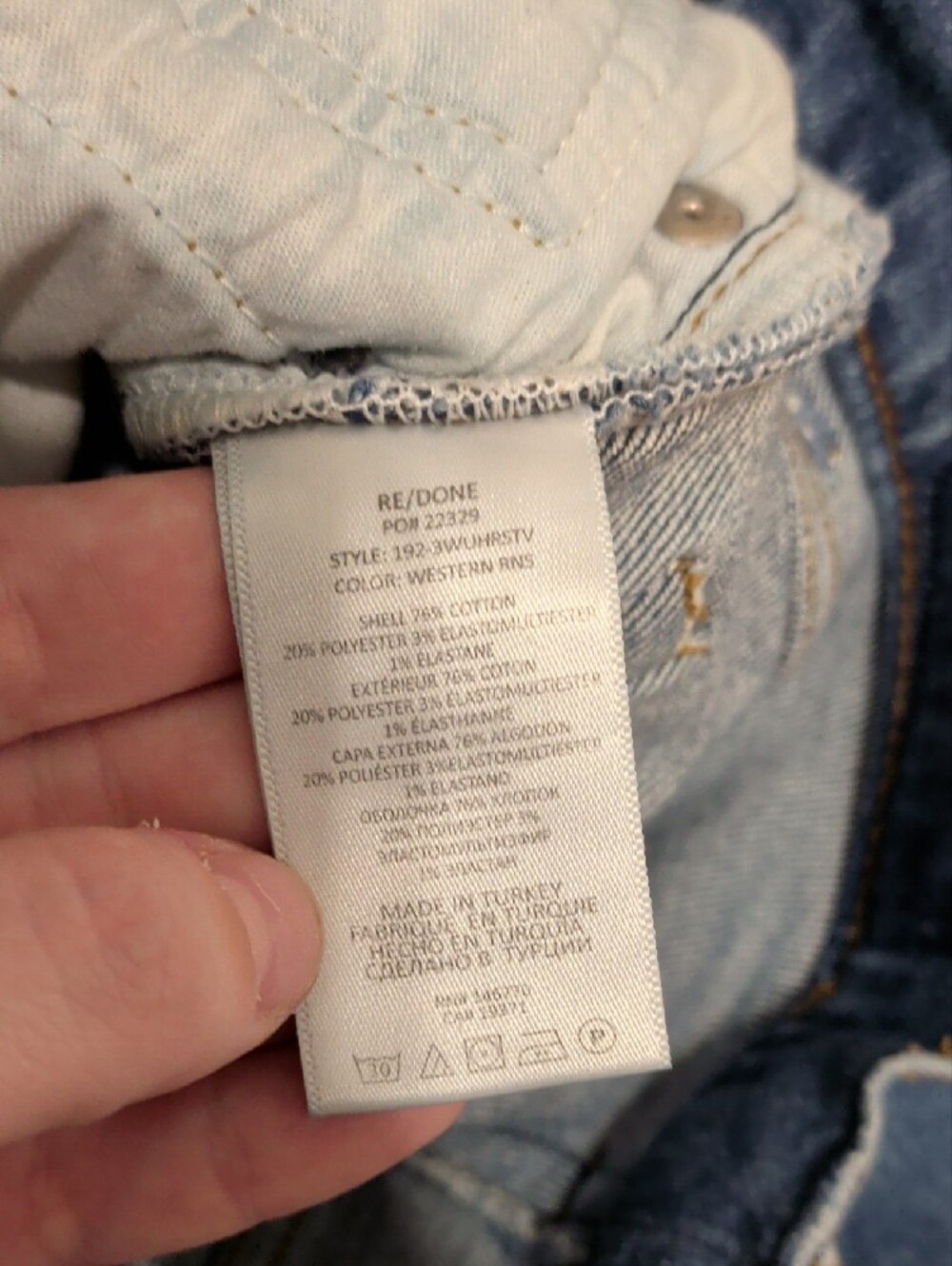 Re/Done blue 70s ultra high rise raw hem stove pipe jeans - Picture 10 of 13